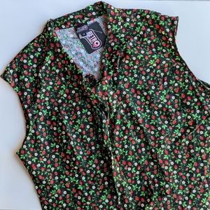 Retrolicious Strawberry Print Blouse NWT